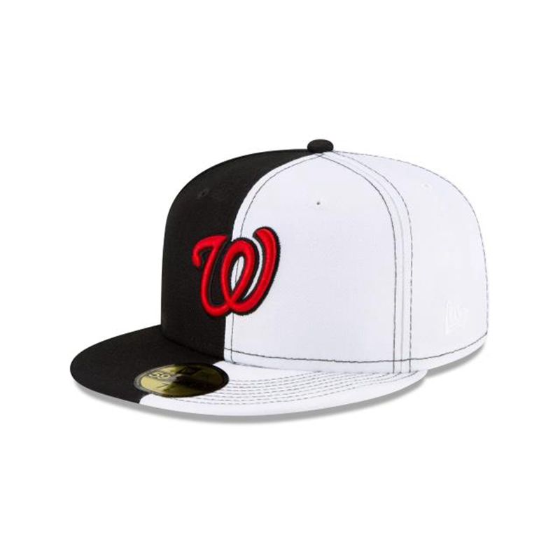 MLB Washington Nationals Split Crown 59Fifty Fitted (MXJ3093) - Black New Era Caps